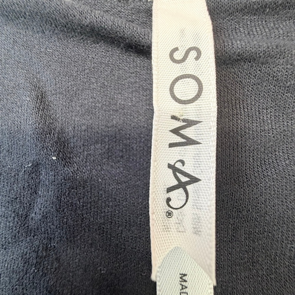 Soma Sunday Lounge Jumpsuit Black V-Neck Wide‎ Leg Drawstring Pockets Small - Picture 7 of 14